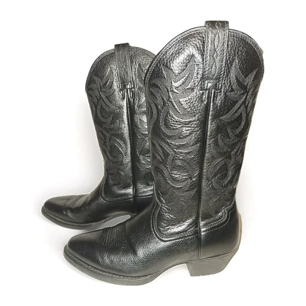 Ariat Men's Heritage Western R Toe Black Deertan Boots 10002218 Size 8.5D EUC - Picture 2 of 10